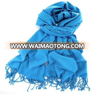 Plain Dyed Royal Blue Silk Wool 50/50 Pashmina Shawls Scarf Light Weight Scarf